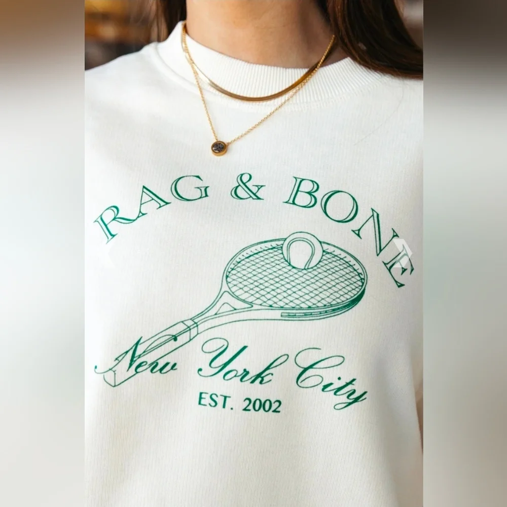 Rag & Bone Rb Raquet Sweatshirt in Ivory Size XS Nwt - Picture 2 of 5
